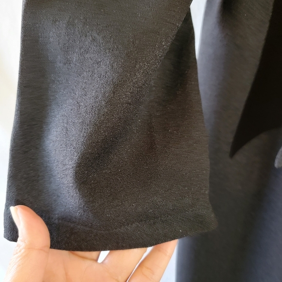 eShakti Asymmetric Ties Crepe Shift Dress Sz L-14 Black Minimalist Cocktail - Picture 7 of 12